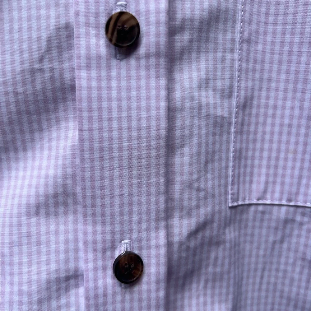 Lafayette 148 micro gingham cotton poplin Button-Up shirt - Picture 7 of 11